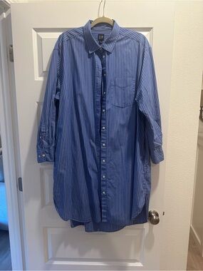 Gap Blue Striped Shirt Dress